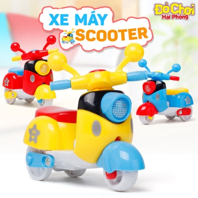 Xe máy Scooter cho bé - Đồ chơi trẻ em xe Moto tay ga mô phỏng bánh đà quán tính