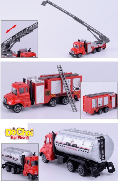 Đồ chơi mô hình xe cứu hỏa Kim loại - Bộ 3 xe